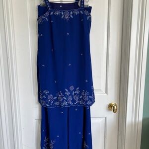 Designer latest Blue Embroidered Plazzo 3 piece Set. 38 inches  bust size